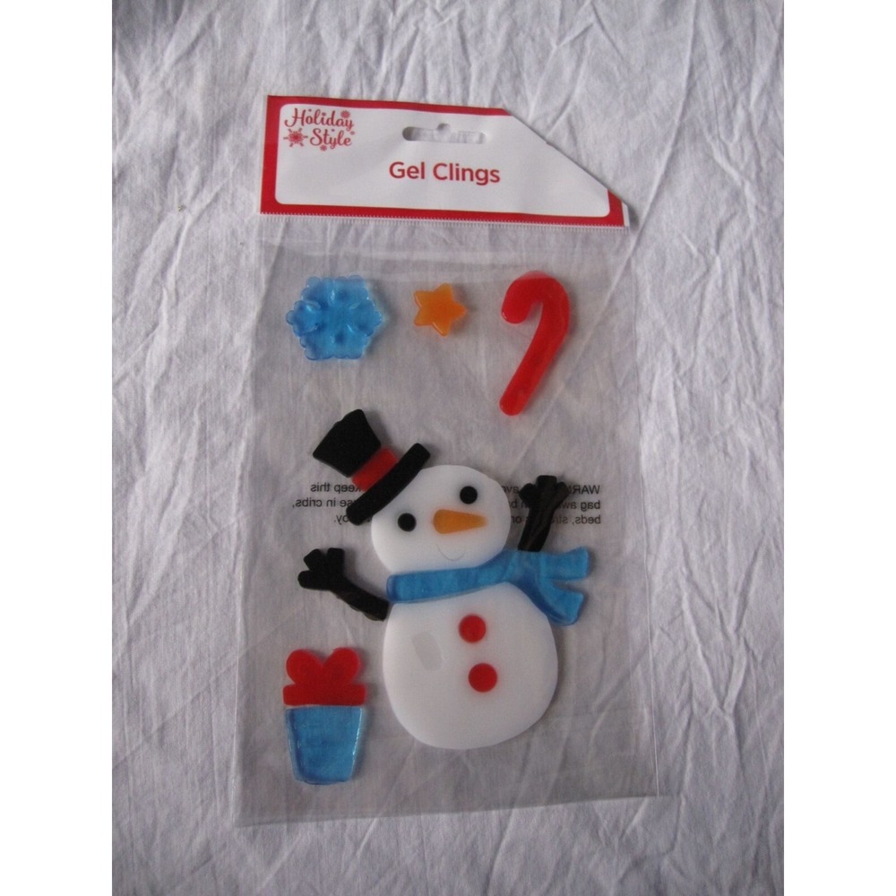 NEW‎ Christmas Frosty the Snowman window Gel Clings 13 pcs Present Star Decor